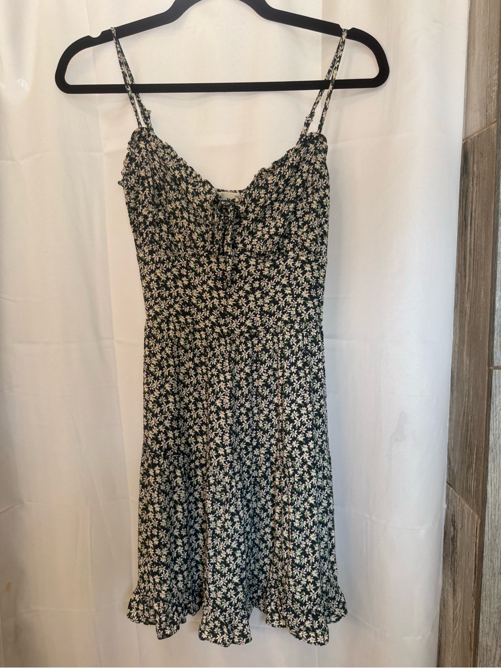 Elodie Black Mini Dress with White Floral Print